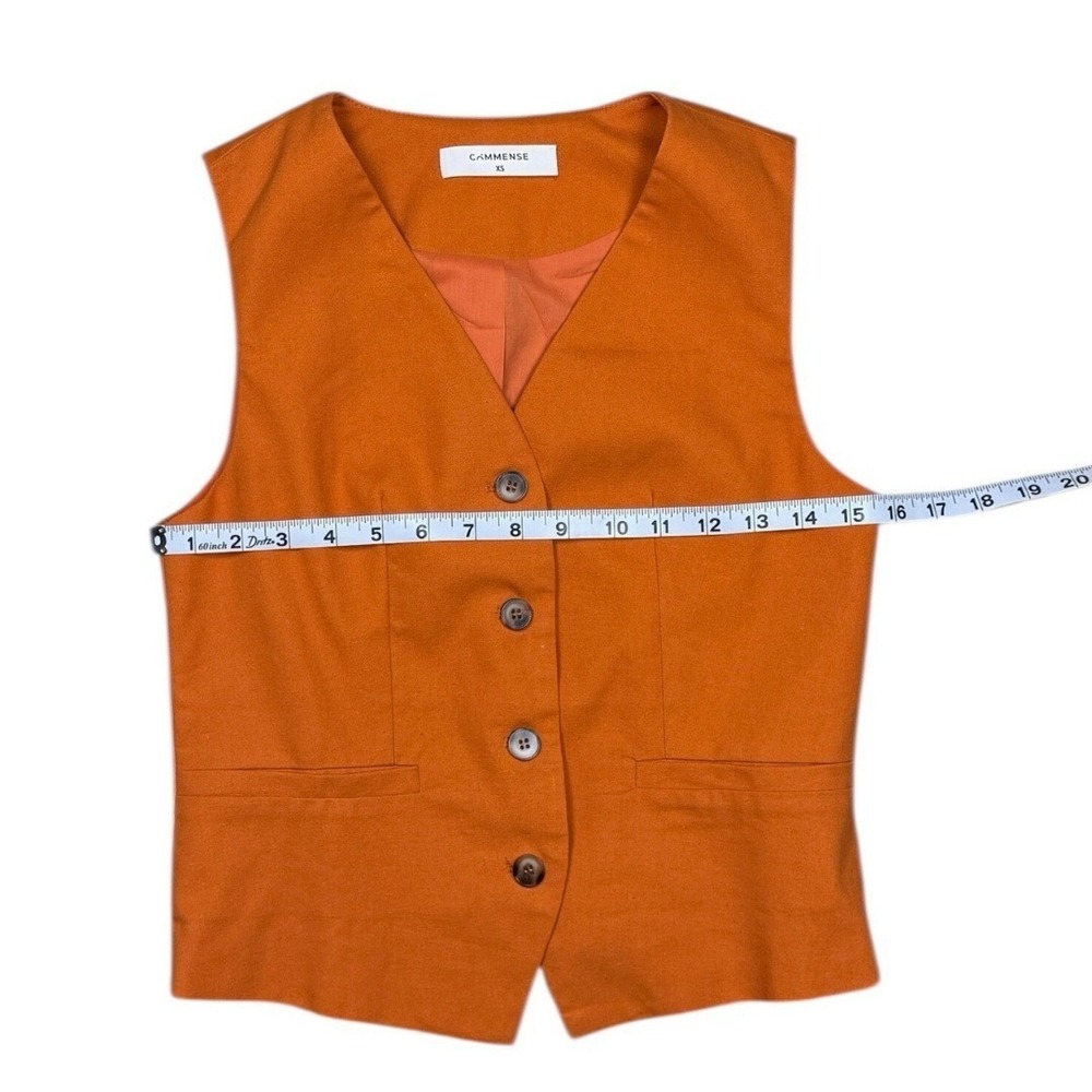 Commense Orange Vest + Pants Set Cotton Linen Two Piece Set Womens XS NWOT - Picture 7 of 8